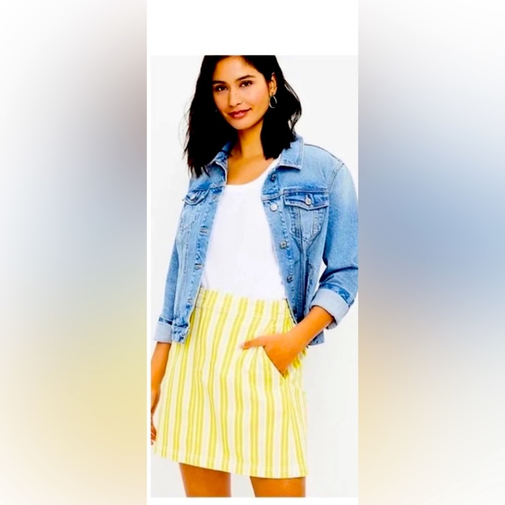 Loft yellow and white striped skirt, size 6, new with tags